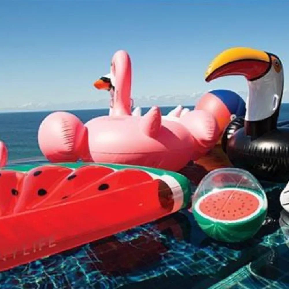 SUNNYLIFE FLAMINGO LUXE RIDE-ON POOL FLOAT BLOW UP